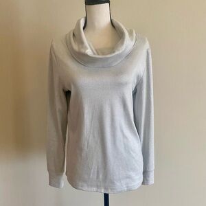 Elegant Light Gray Cowl Neck Sweater